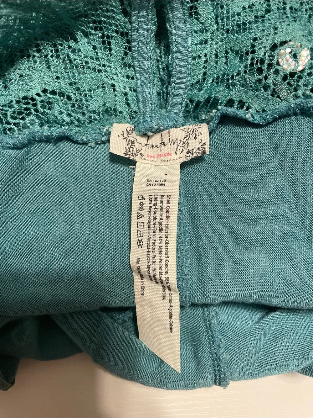 Free People Lace Mini Dress Teal
